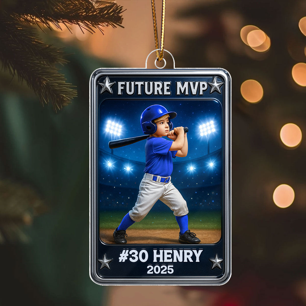 Future MVP Baseball Softball Card - Personalized Acrylic Ornament - Christmas Gift for Sons, Daughters, Grandkids