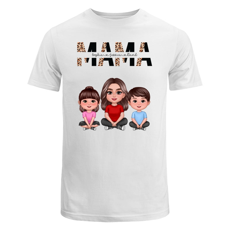 Half Leopard Mom Mama Woman Crossed Legs With Kids Personalized Shirt