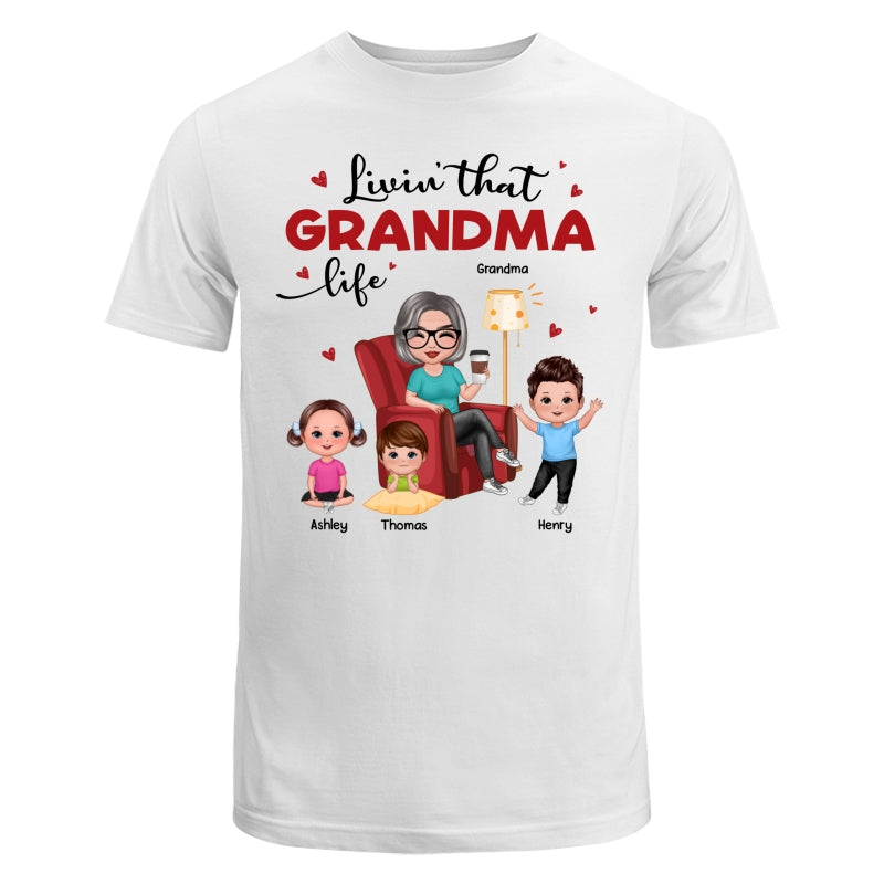 Livin‘ That Grandma Life Doll Grandma Grandkids Personalized Shirt