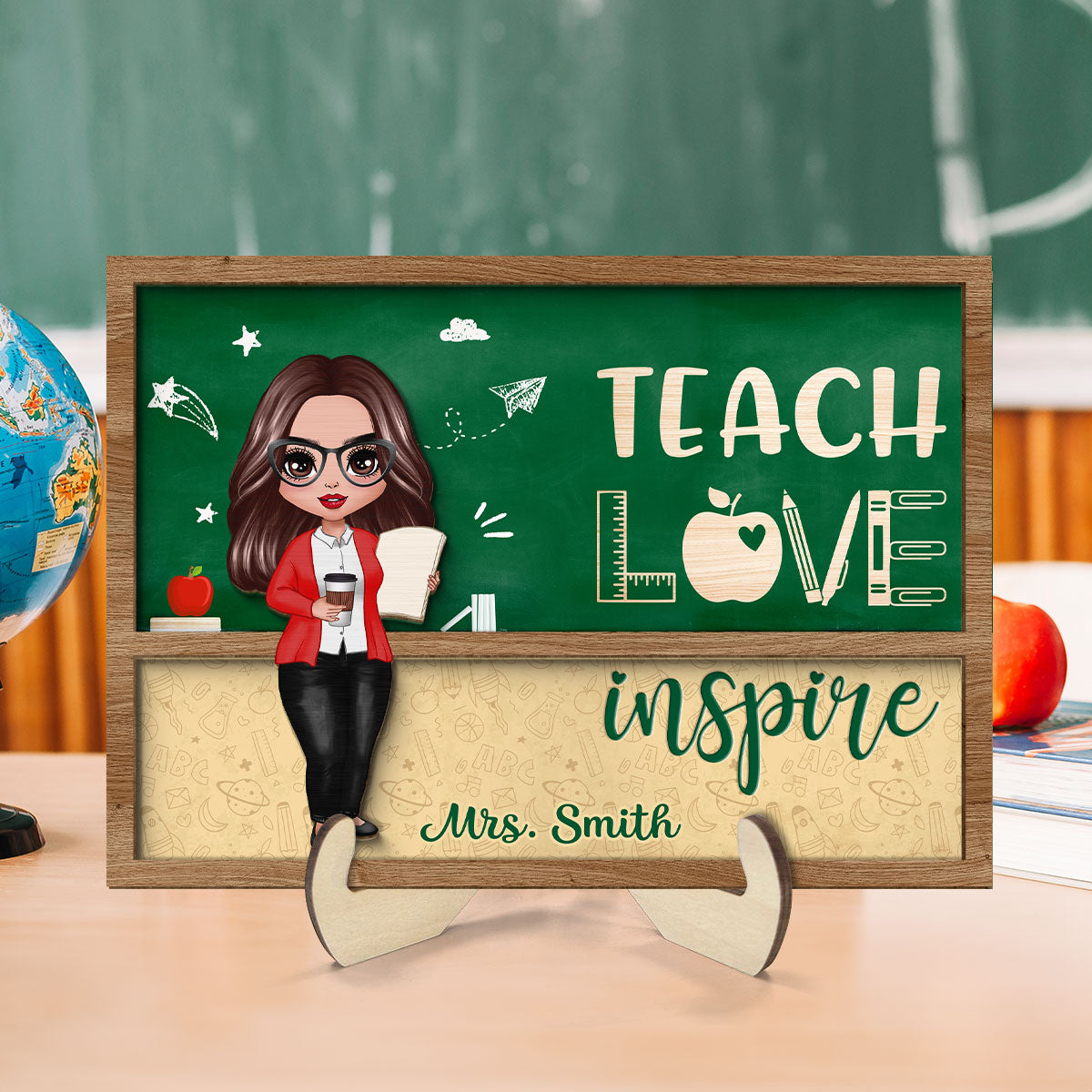 Teacher Green Board Personalized 2-Layer Wooden Plaque, Gift For Teacher, Appreciation Gift