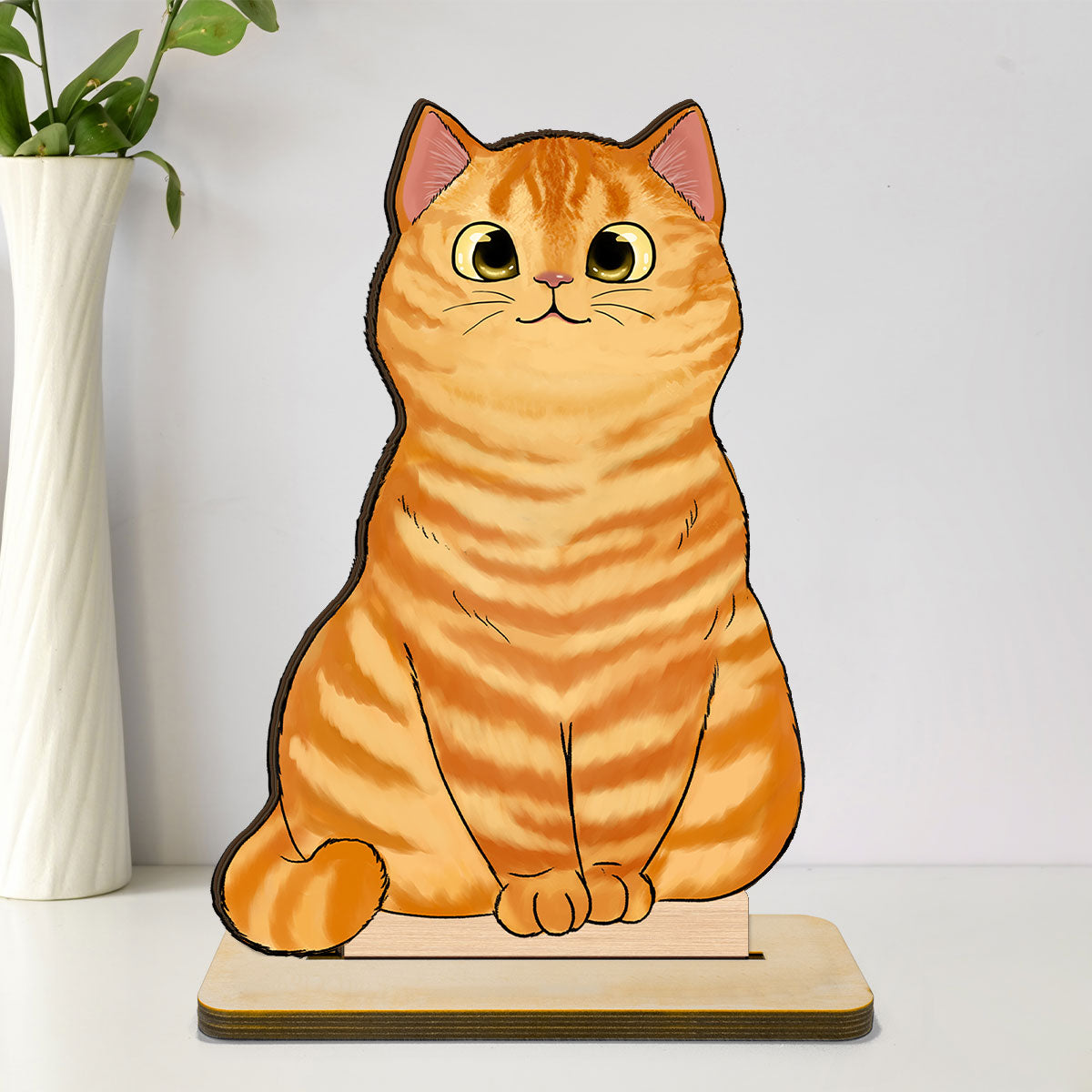 Cute Fluffy Cats Home Decor Gift For Cat Lover Personalized Standing Wooden Plaque