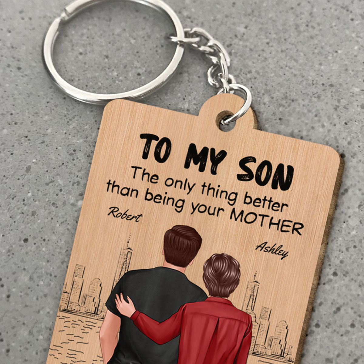 From Mom To Son Watching You Be A Dad Personalized Wooden Keychain, Gift For Son