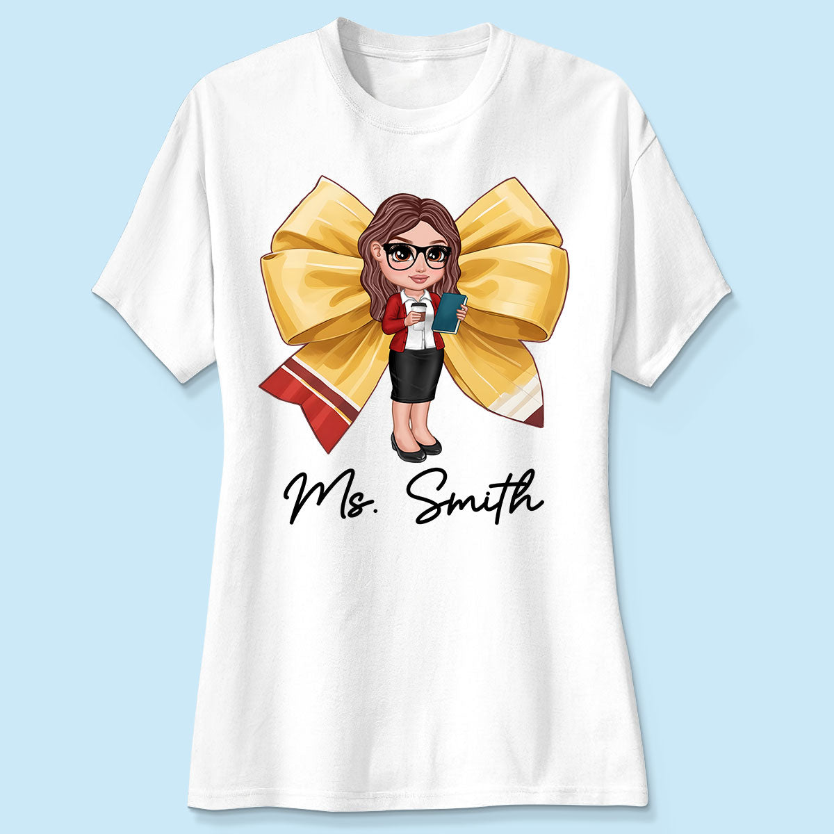 Pencil Coquette Bow Personalized Shirt, Appreciation Gift For Teacher