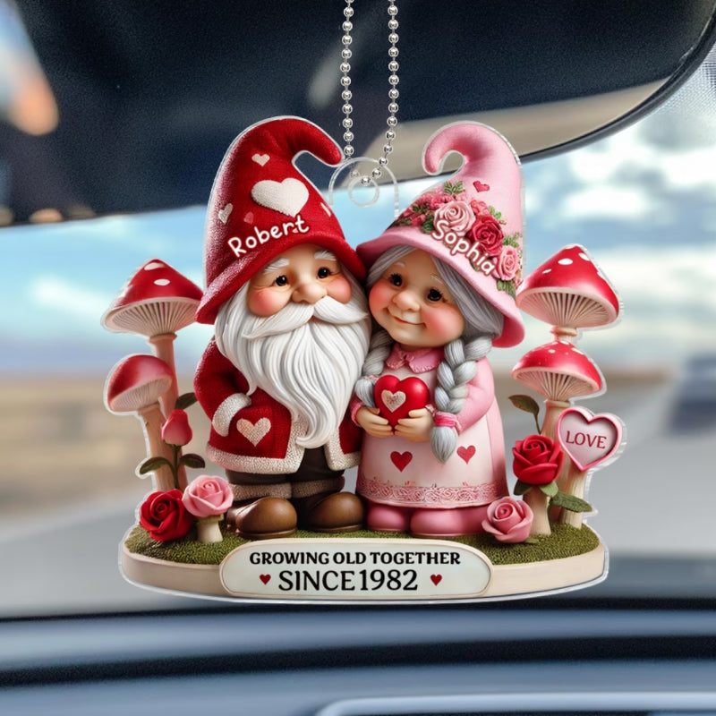 Gnome Mushroom Old Couple  Gift for him, Gift for her, Personalized Acrylic Car Hanger