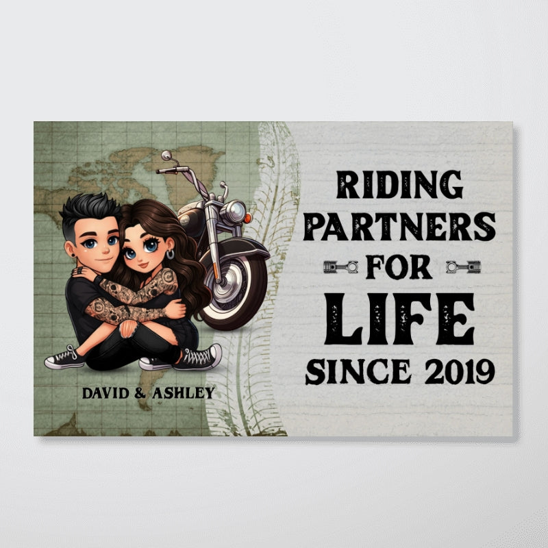 Riding Partners for Life Biker Couple Personalized Poster, Birthday, Anniversary Gift for him, Gift for her