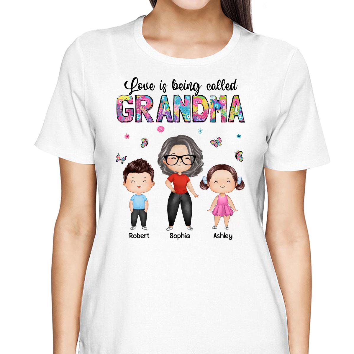 Colorful Floral Pattern Love Is Being Called Grandma Doll Watercolor Style Personalized Shirt