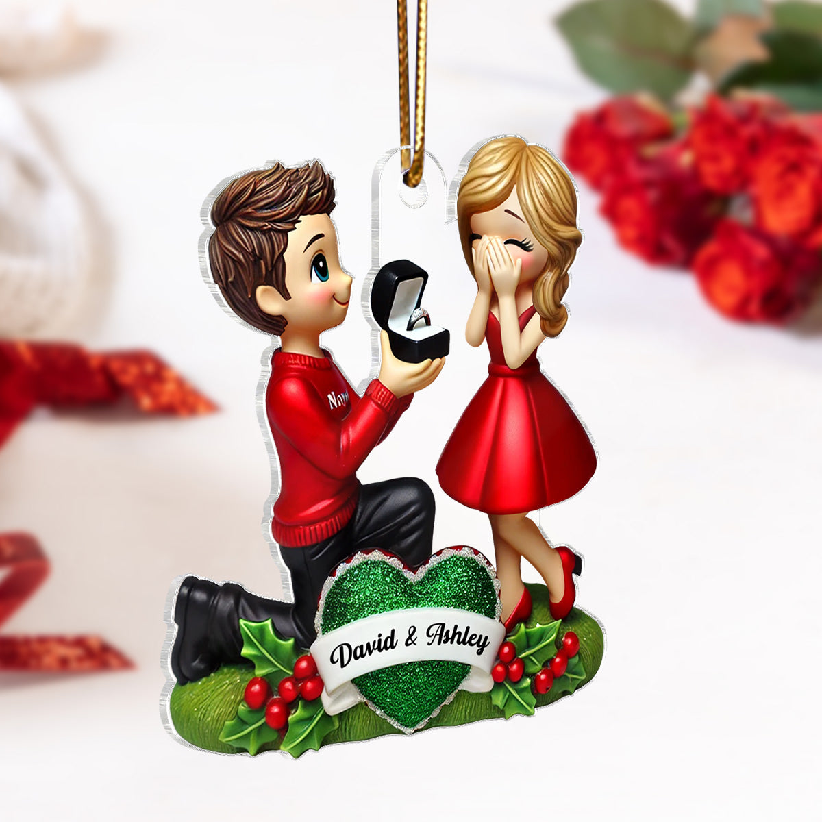 Marriage Proposal 3D Effect Ornament, - Personalized Acrylic Ornament
