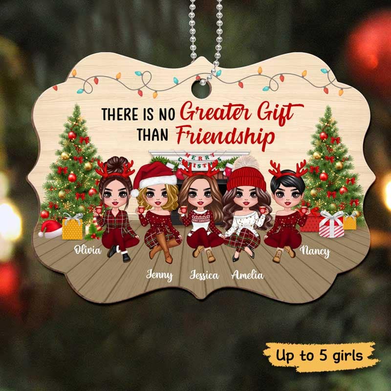 There‘s No Greater Gift Than Besties Doll Girls Personalized Wooden Ornament