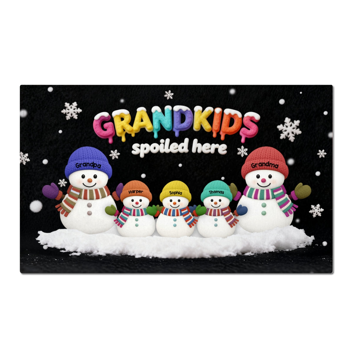 3D Effect Christmas Snowman Grandkids Spoiled Here - Personalized Doormat - Gift For Grandparents