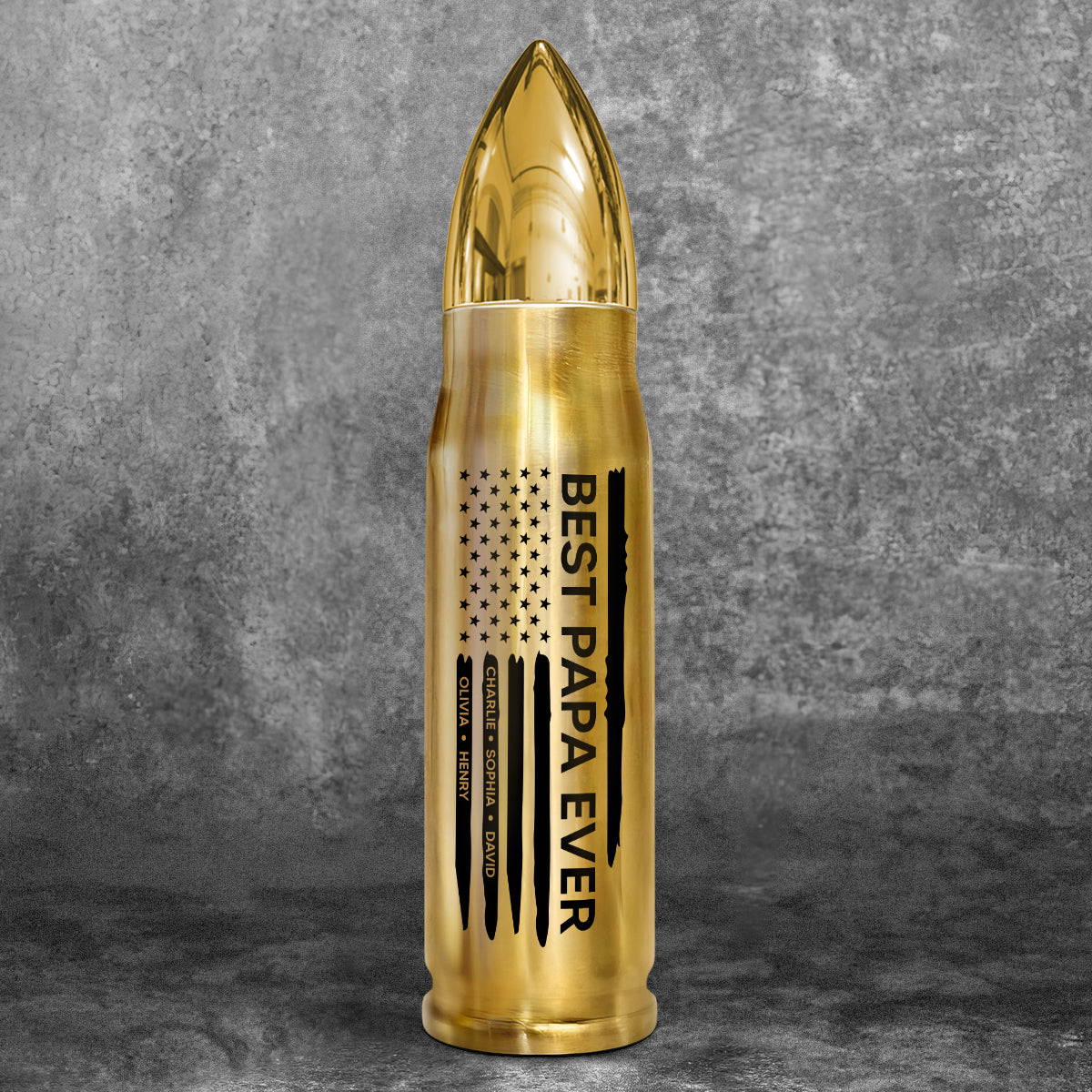 Best Dad Papa Grandpa Ever Kids Names In Nation Flag Personalized Bullet Tumbler