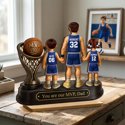 We Scored the Best Dad Basketball Trophy - Personalized 2-Layered Wooden Plaque - Father's Day Gift for Dad, Husband