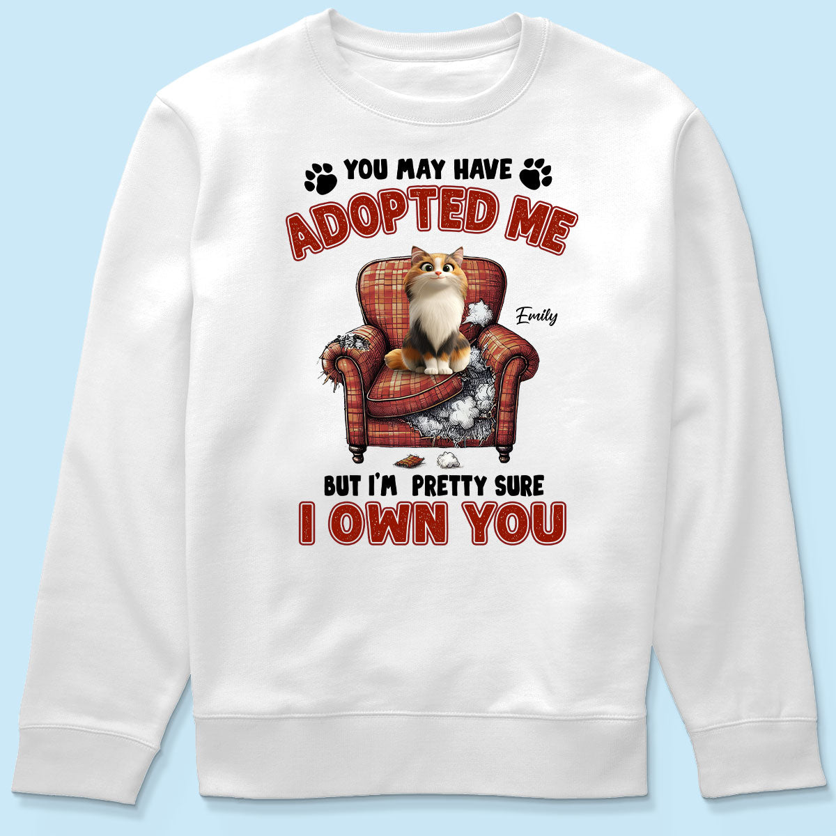 You May Have Adopted Me But I'm Pretty Sure I Own You, Funny Cartoon Cat Personalized Shirt, Gift for Cat Mom