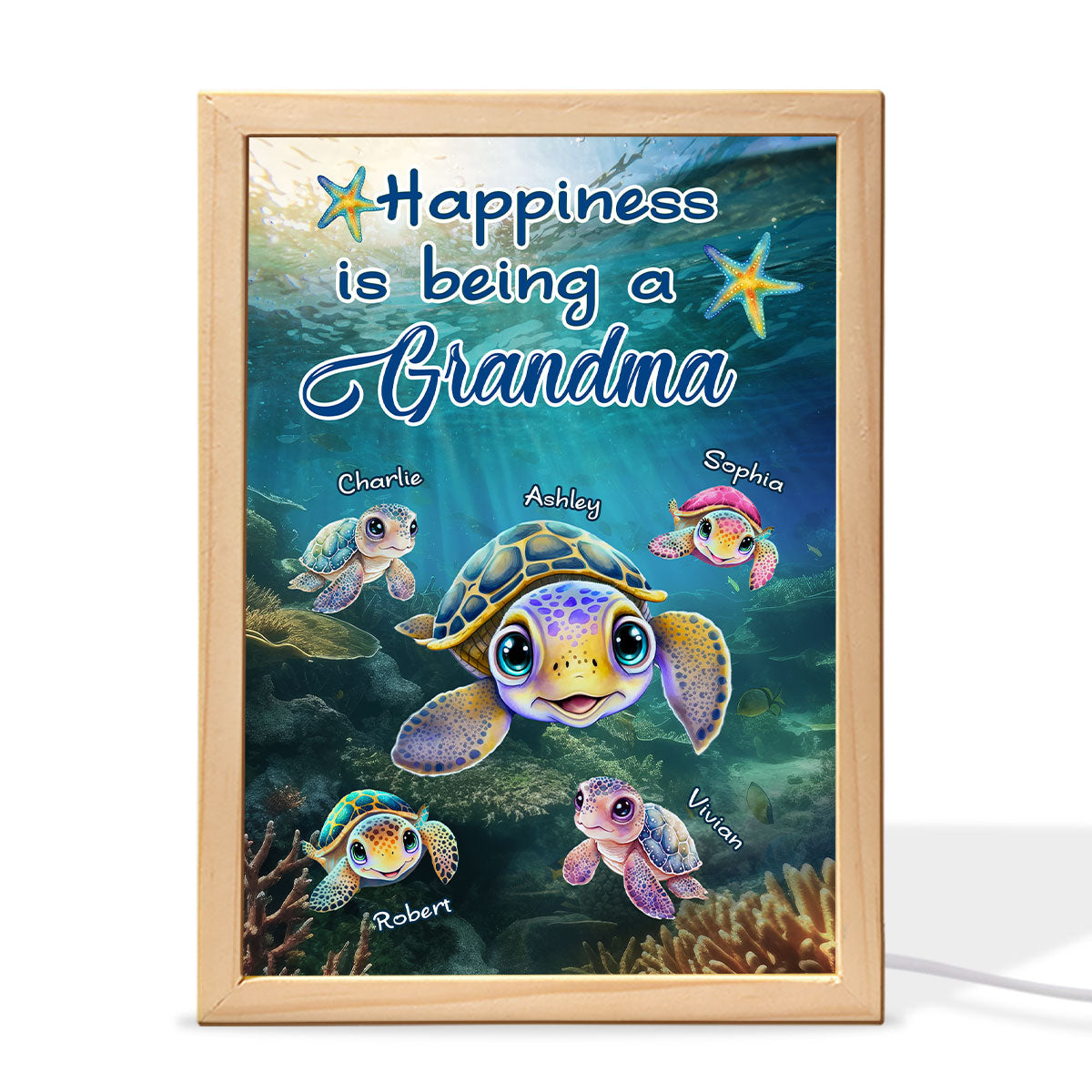 Grandma Grạndkids Turtles Under Sea Personalized Frame Light Box