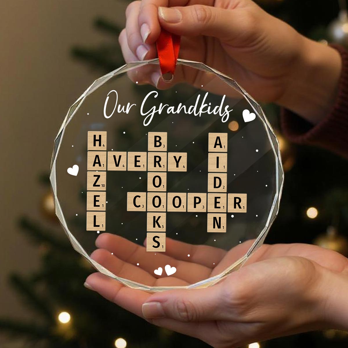 Unique Decor Crossword Puzzle Art - Personalized Glass Ornament