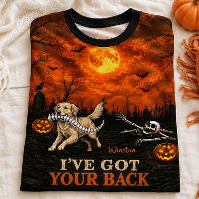 Orange Theme I've Got Your Back Dog Stealing Backbone From Your Photo - Personalized 3D Shirt - Funny Halloween Costume For Dog Lovers