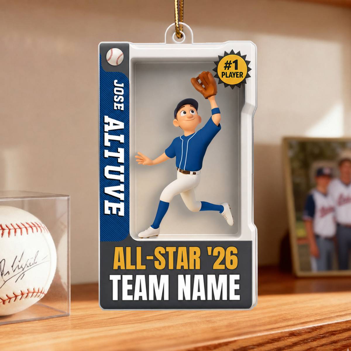 Baseball Player 3D Effect Action Figure - Personalized Acrylic Ornament - Christmas Gift for Son, Grandson