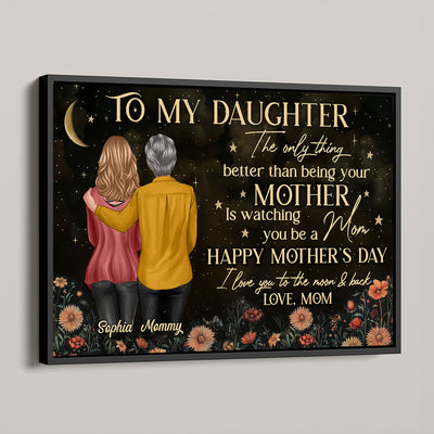 Vintage Flowers Gold Moon To My Daughter From Mom Happy Mother's Day Personalized Poster, Heartfelt 2025 Gift For Daughter