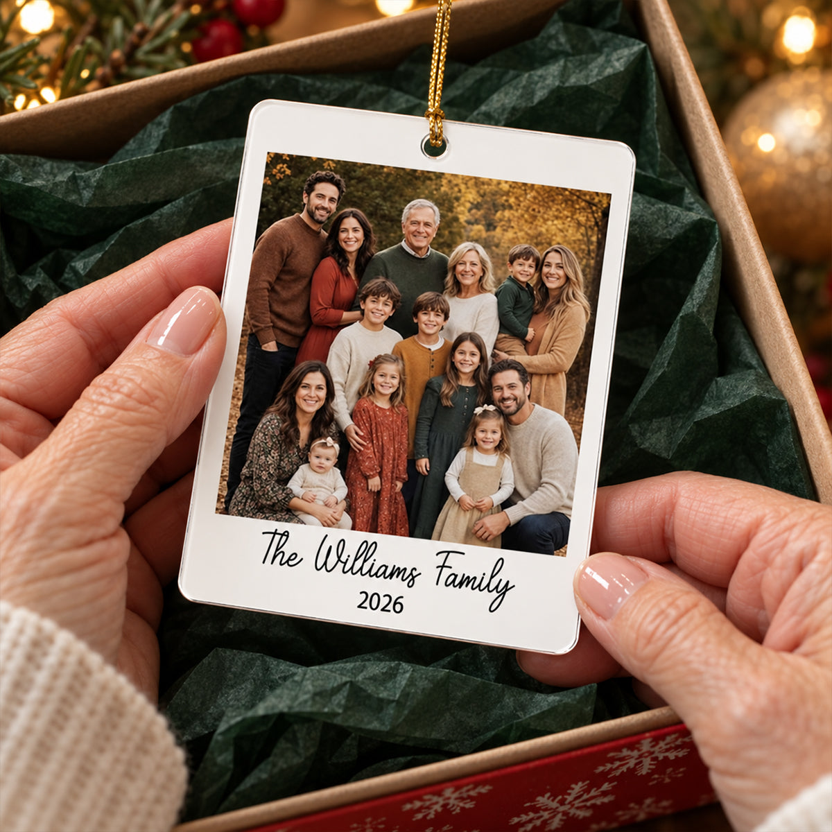 Custom Family Photo - Personalized Acrylic Ornament, Large Family Christmas Gifts, Personalized Family Polaroid Keepsake