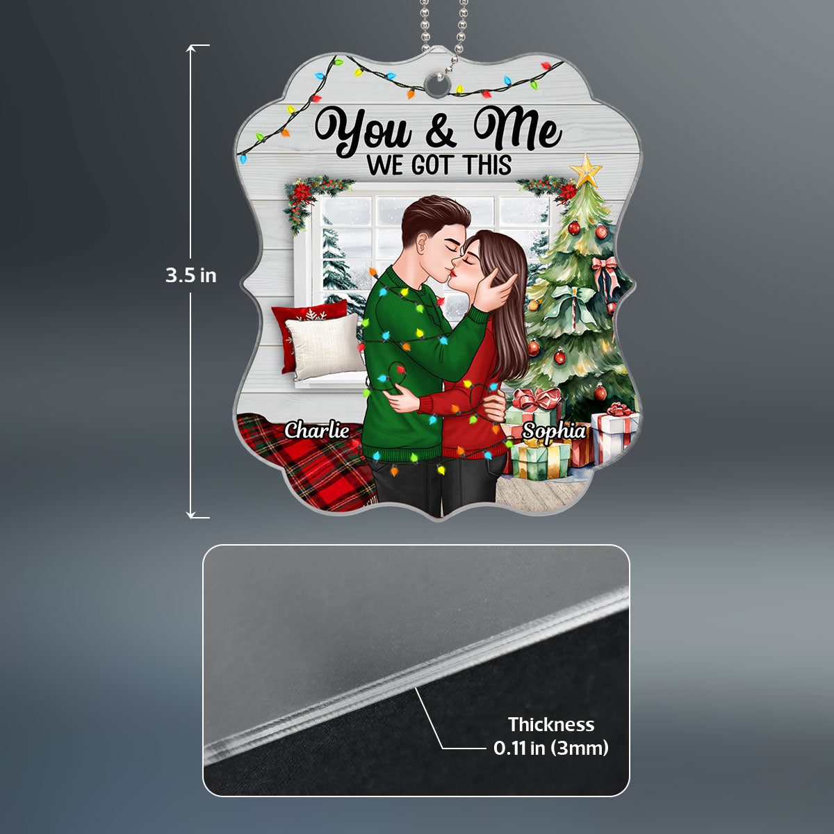 Couple Kissing In Tangle Fairy Light In House Personalized Acrylic Ornament