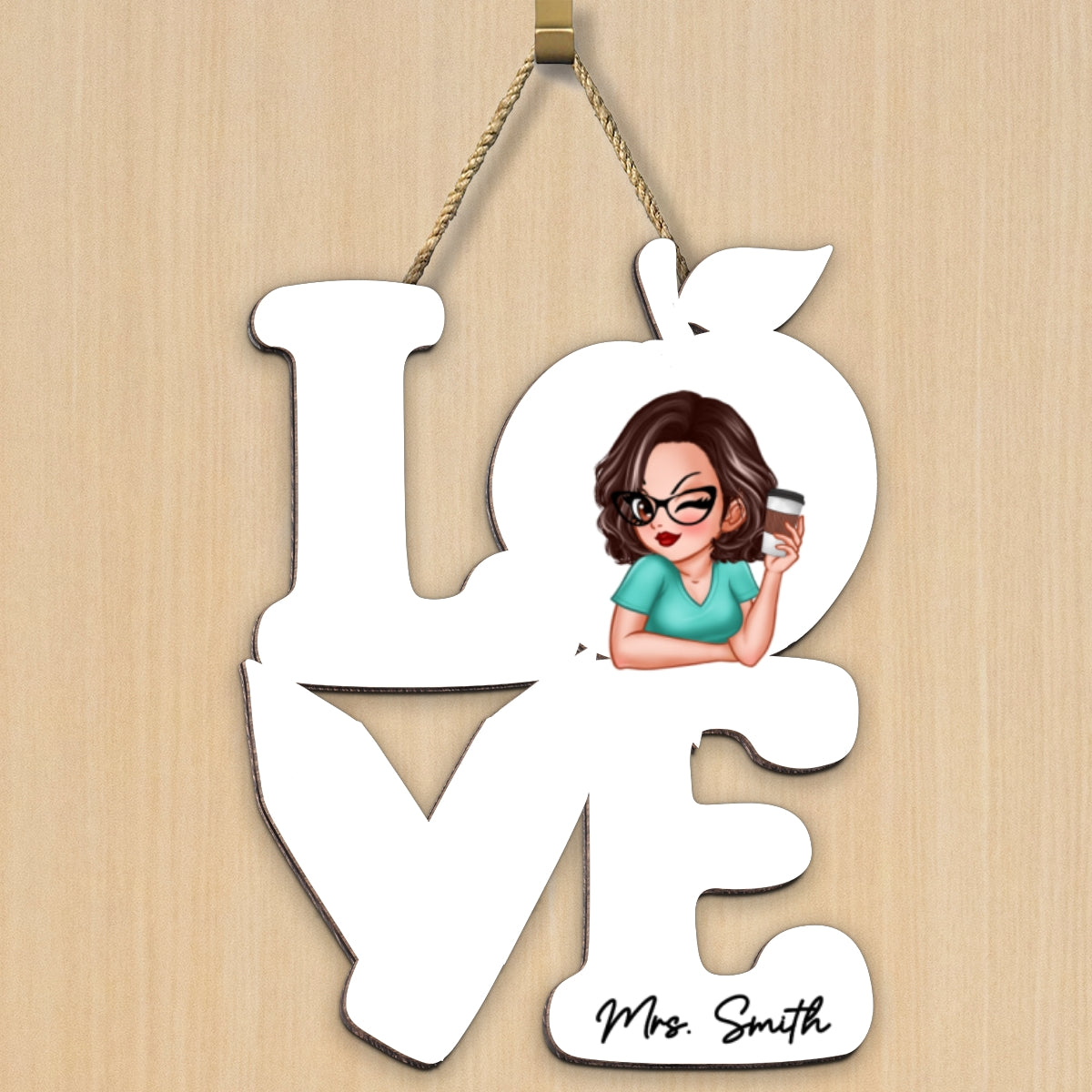 Stacked Love Teacher Personalized Wood Sign, Teacher Appreciation Gift, Classroom Decor, Welcome Back To School