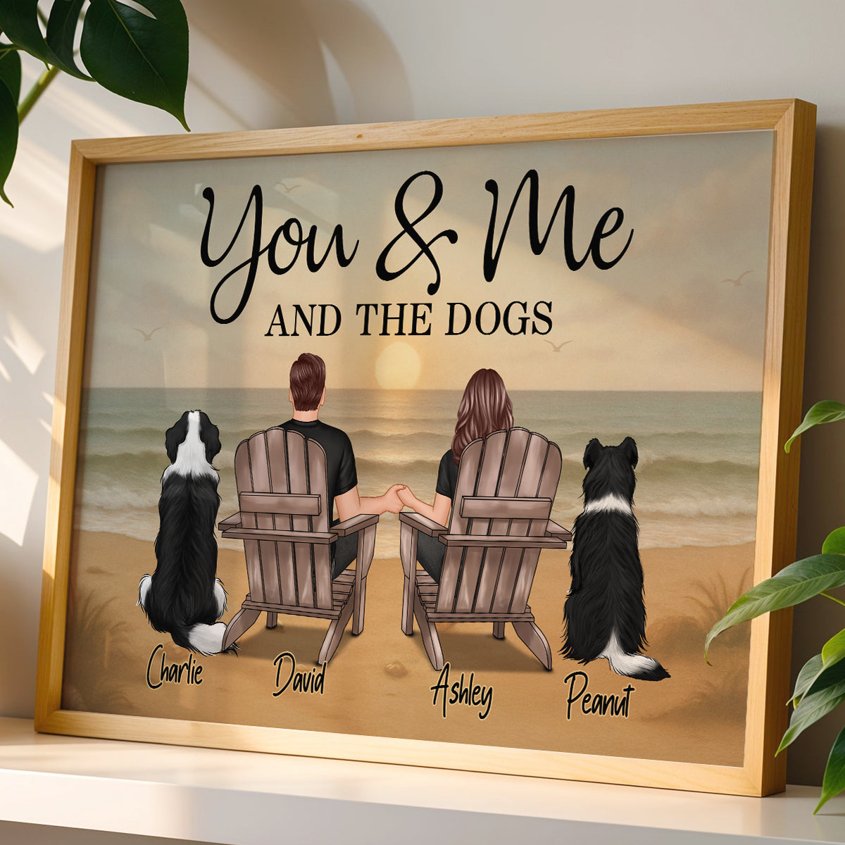 Retro Vintage Mountain Landscape Couple You Me And The Dogs Cats Personalized Poster| Heartfelt Gift For Dogs Lovers, Cats Lovers