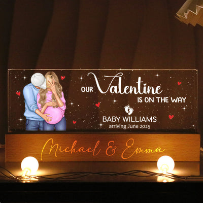 Hugging Couple, Expecting Parents, Pregnancy Couple Personalized Acrylic Block LED Night Light,  Gift, Pregnancy Announcement
