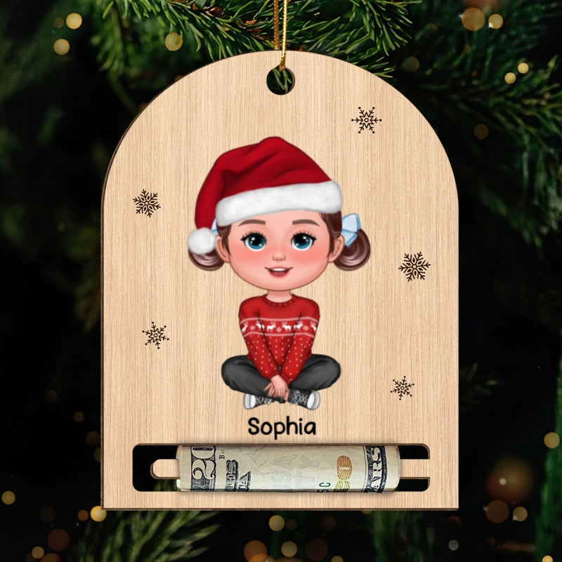 Christmas Gift For Family Member Personalized Wooden Money Holder Ornament