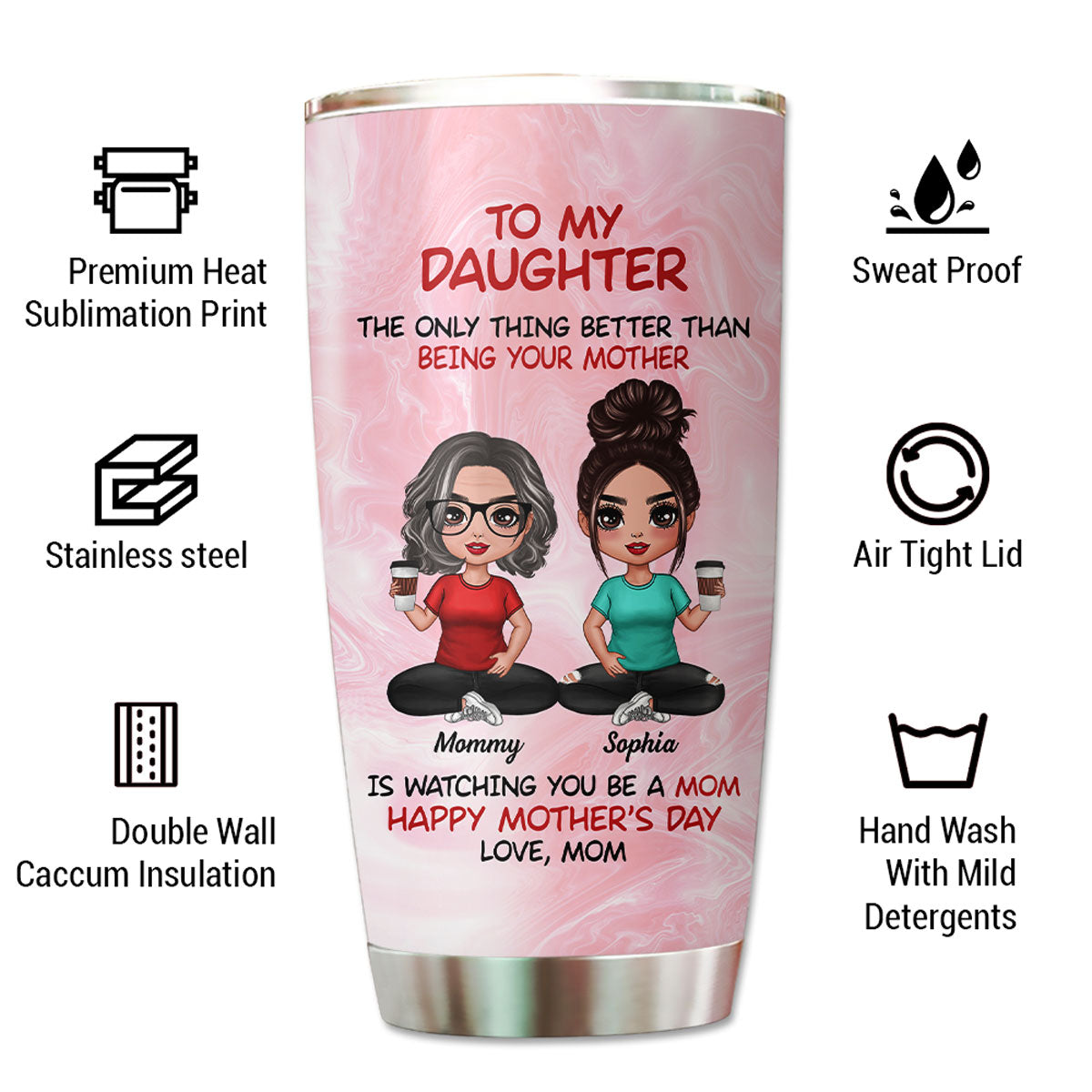 To My Daughter Doll Women Happy Mother‘s Day Personalized Tumbler