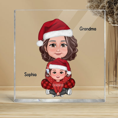 Grandma & Grandkid Christmas Gift For Granddaughter Grandson Personalized Acrylic Block Plaque