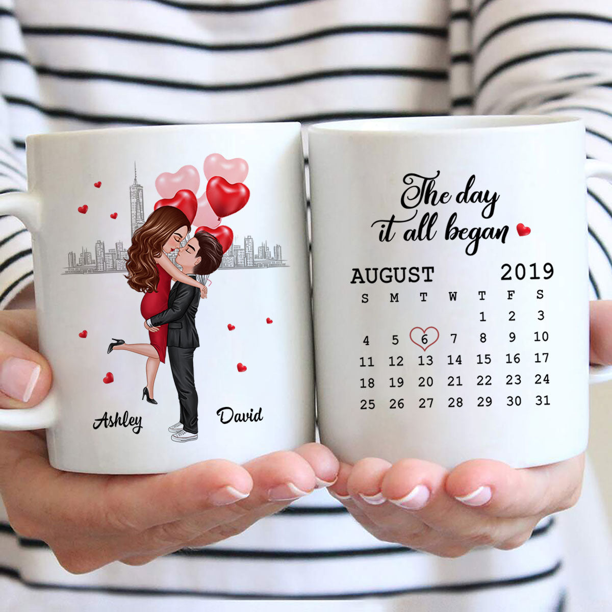 Hugging Couple Together Since Anniversary Date Personalized Mug