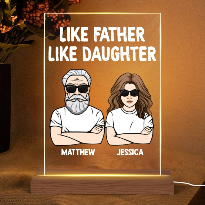 Like Father Like Daughter Gift For Dad Personalized Rectangle Acrylic Plaque LED Lamp Night Light
