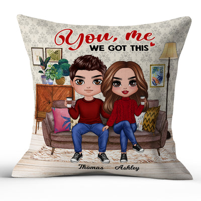 Doll Couple Sitting In Living Room Personalized Pillow