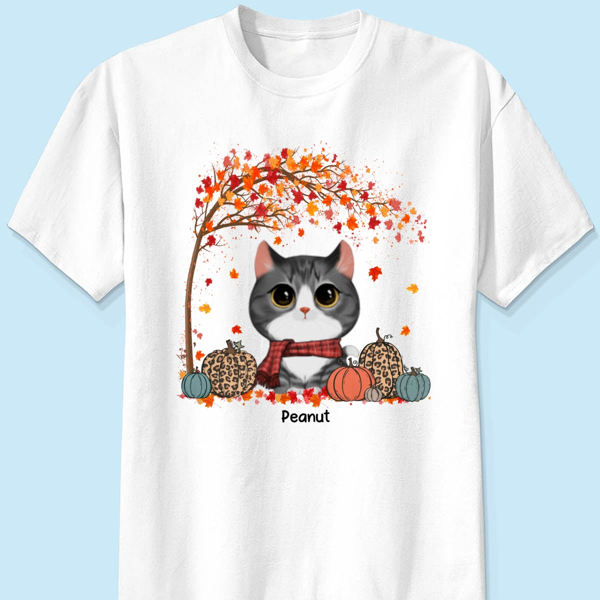Fall Season Watercolor Cute Cats Under Tree Personalized Shirt