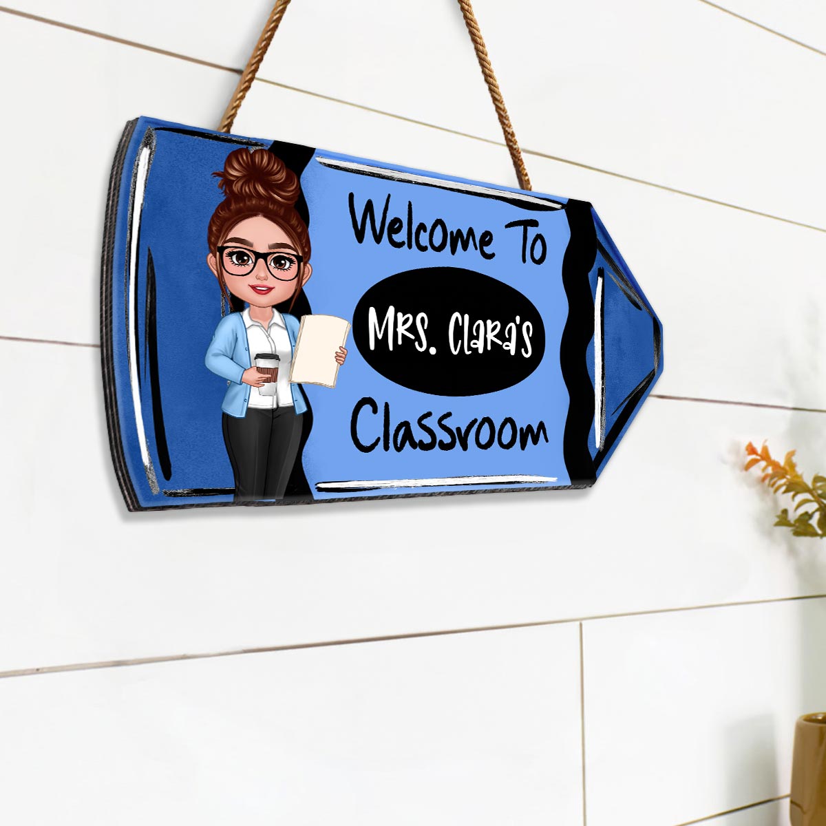 Teacher Crayon Personalized Wood Sign