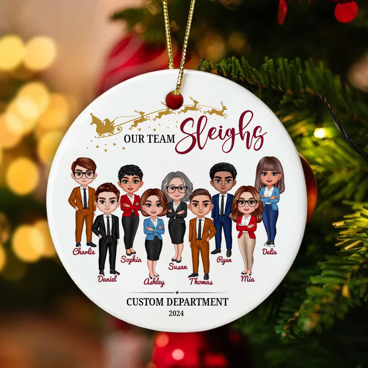 Staff Christmas Gifts, Best Team Ever Christmas Ornaments, Our Team Sleigh 2025 Ornament, Company Christmas Gift for Employees