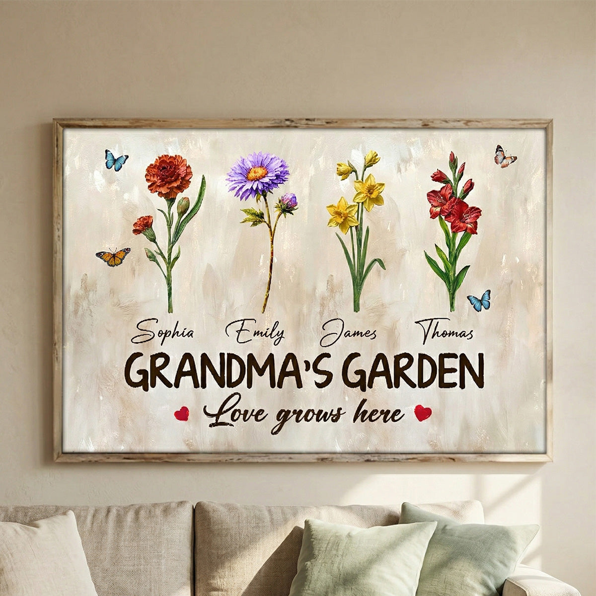 Endless Love Grandma's Garden Birth Month Flowers - Personalized Poster - Mother's Day Gift For Grandma, Mom