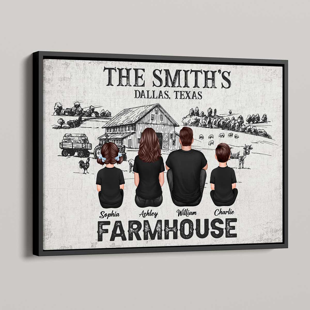 Farmhouse Sitting Couple Personalized Poster - Decor For Home, Living Room, Office, Entryway
