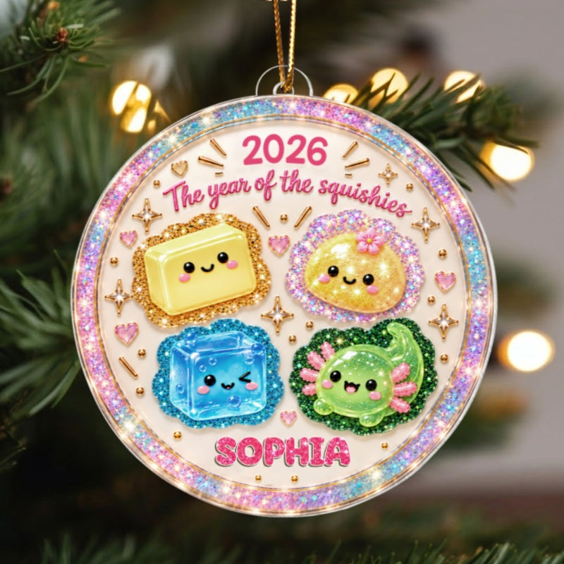 The Year of Squishy Glitter Dumpling - Personalized Acrylic Ornament - Christmas Gift for Boys, Girls