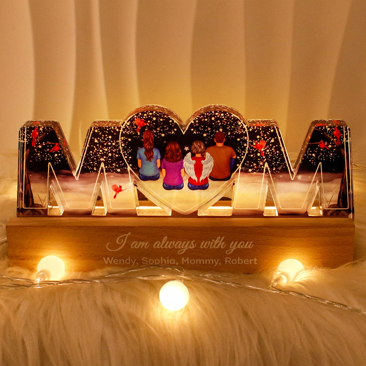 I'm Always With You Memorial Personalized LED Night Light, Sympathy Gift For Loss Mom