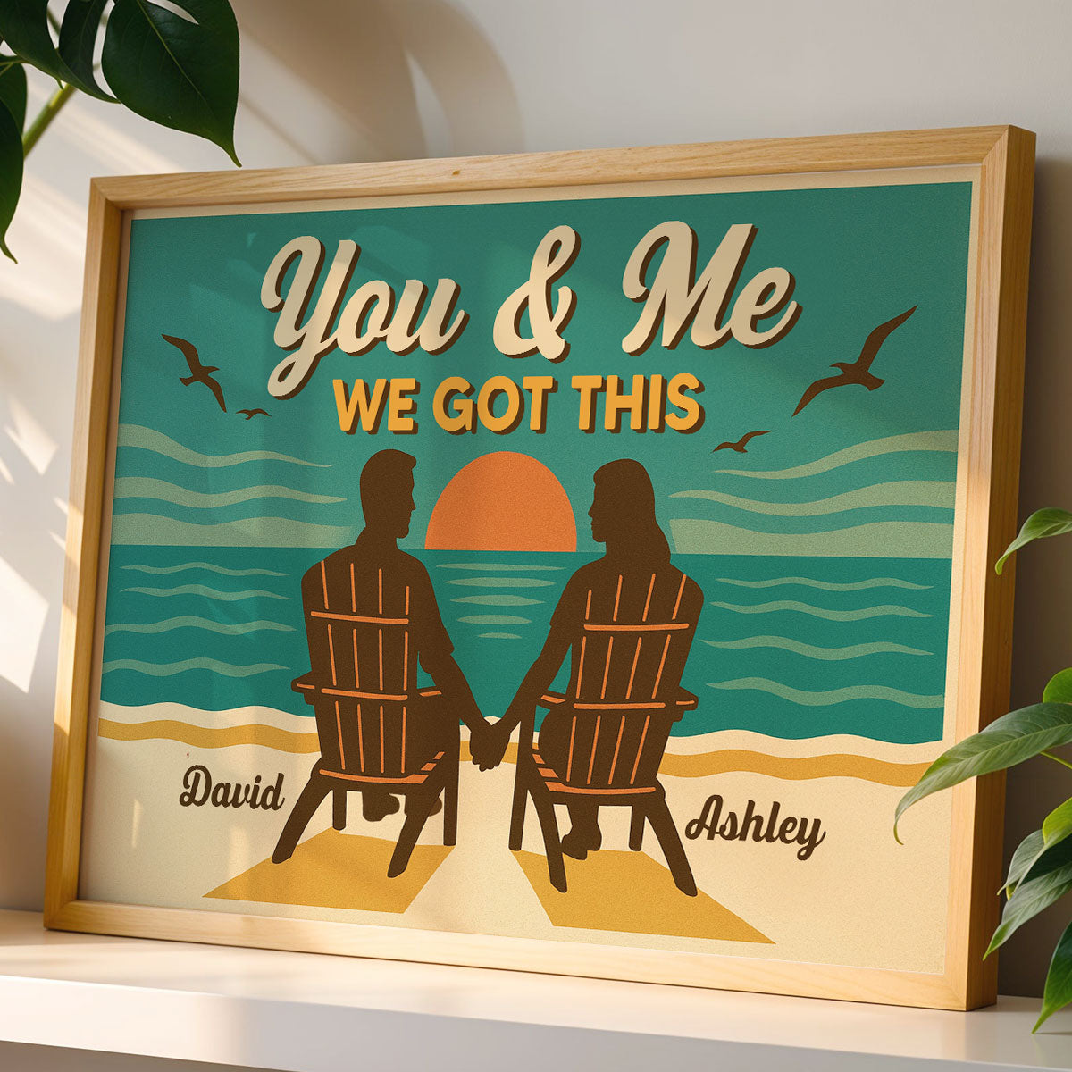 Eternal Love Couple Beach Landscape Retro Vintage Style - Personalized Poster