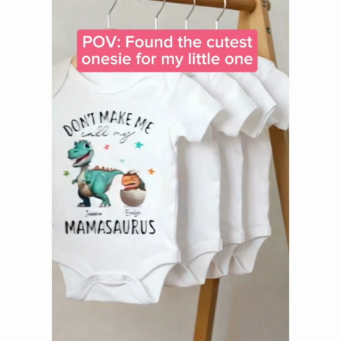 Don't Make Me Call My Mamasaurus Grandmasaurus Personalized Baby Onesie
