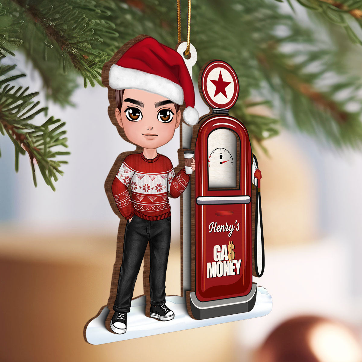 Retro Gas Pump Personalized Gas Money Holder Ornament, Unique Christmas Gift For Teenage Driver, Funny 16 Birthday Gift