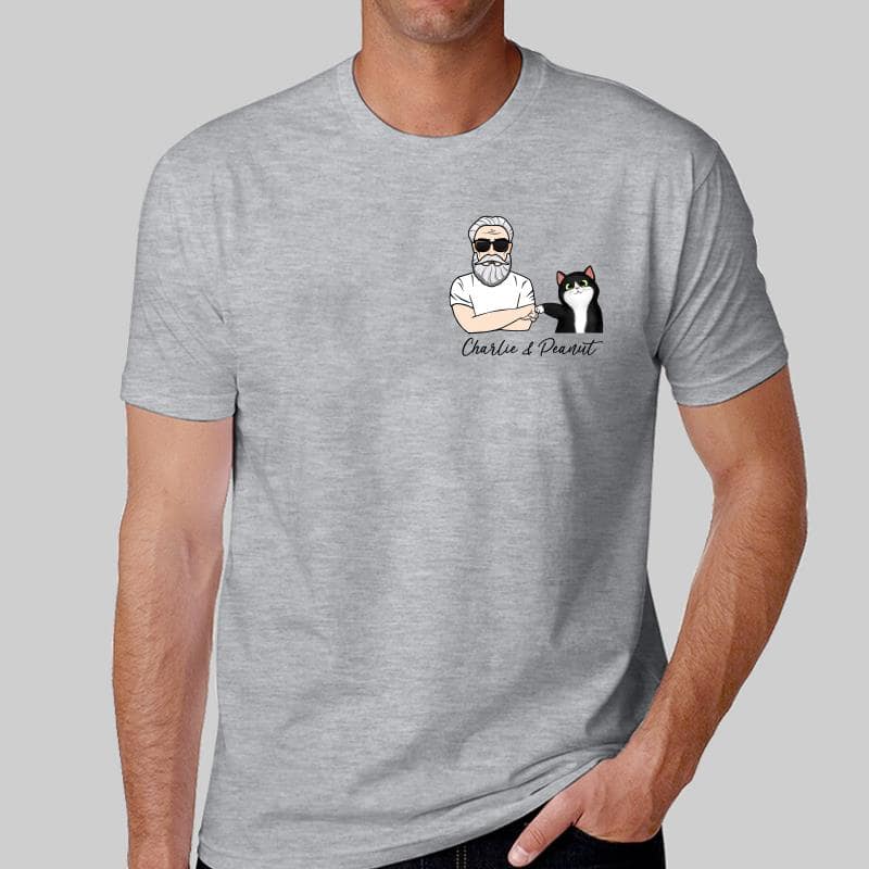 Cat Dad And Cat Punch Hands Pocket Personalized Shirt