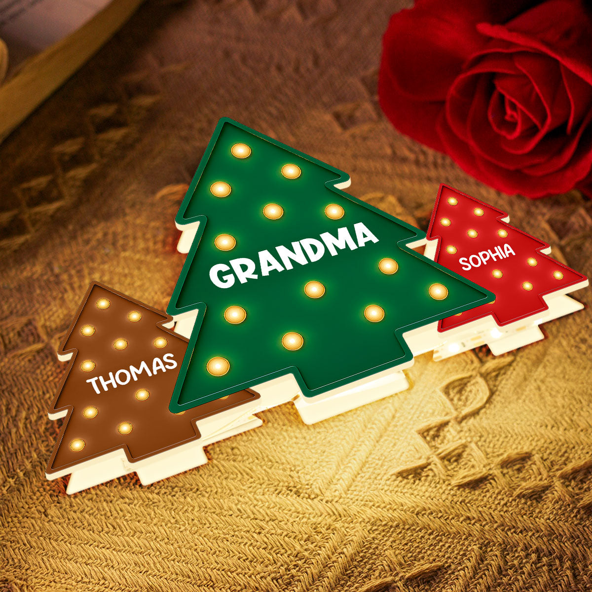 Christmas Tree Grandma Grandkids Christmas Personalized LED Light Box