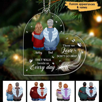 Memorial Family White Feather And Butterflies Personalized Acrylic Ornament