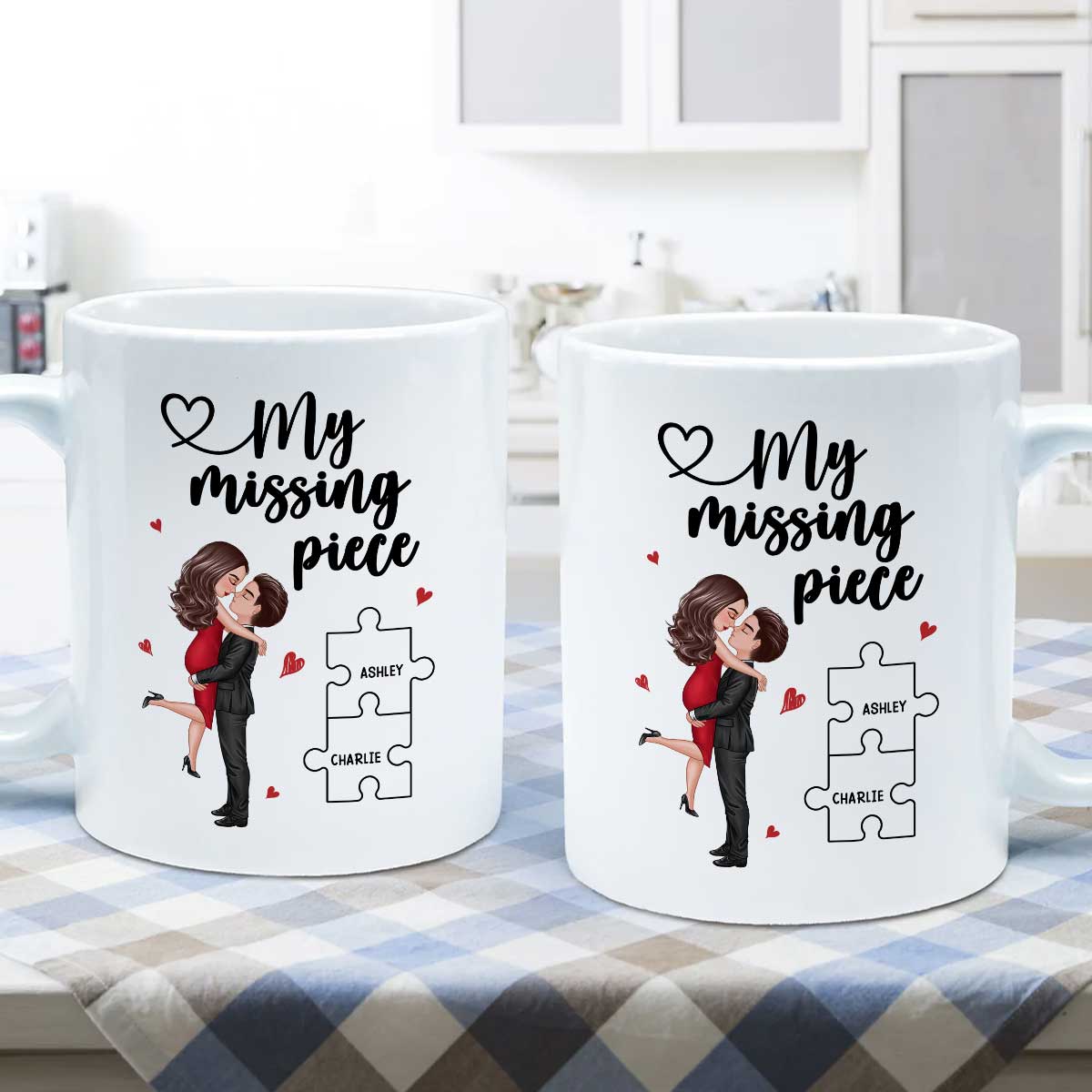 My Missing Piece Couple Hugging Kissing Valentine‘s Day Gift For Her Gift For Him Personalized Mug