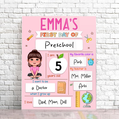 First Day, Last Day of School Cute Kid School Things Personalized Board School Sign