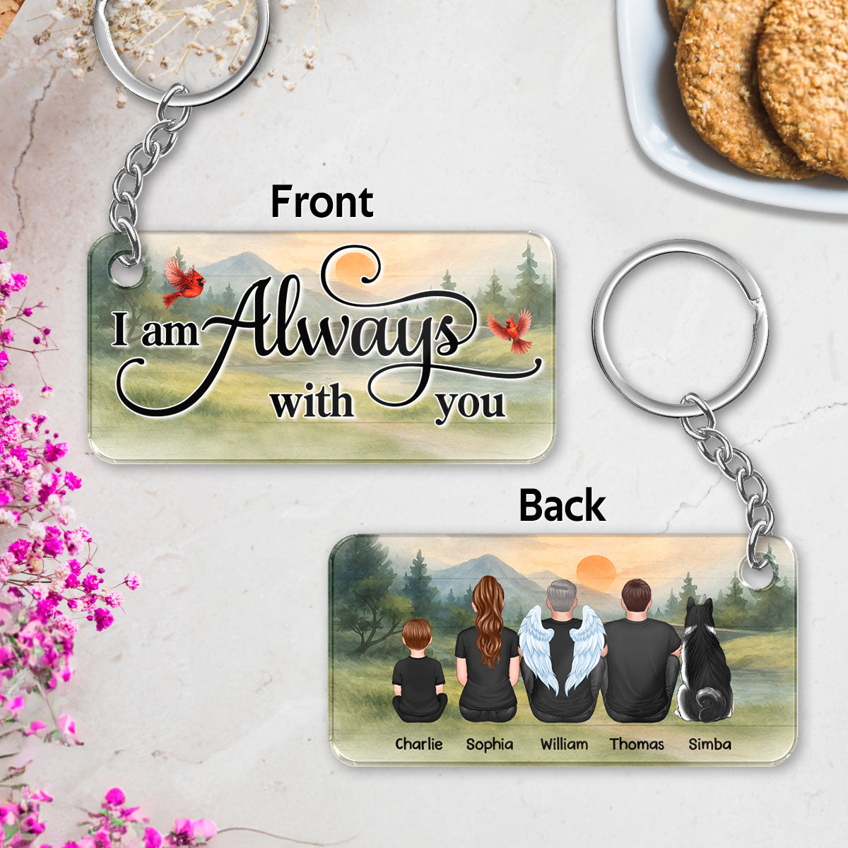Mountain Landscape I Am Always With You Family Memorial Personalized Acrylic Keychain