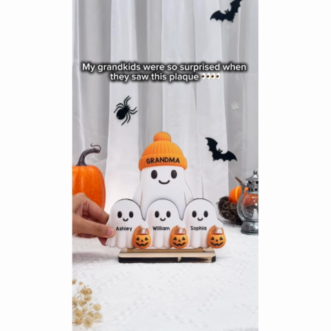 Grandma Boo Crew Halloween Decor - Personalized 2-Layered Wooden Plaque - Gift For Grandmas