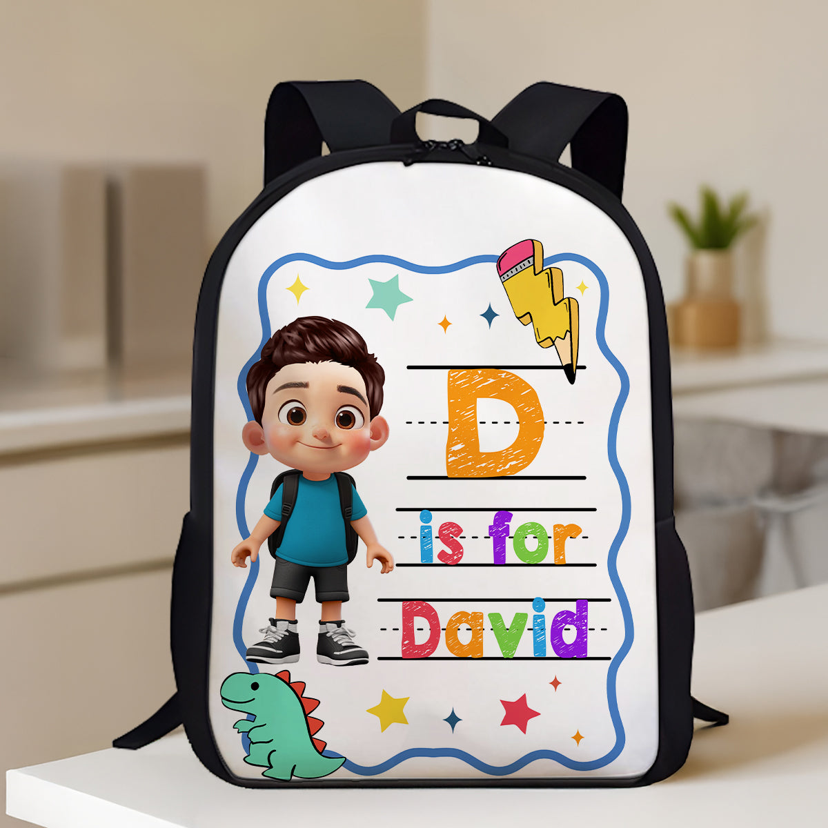 Back To School Gift For Kid, Custom Name Retro Personalized Backpack